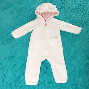 Carter's 12M girl hooded white sherpa jumpsuit